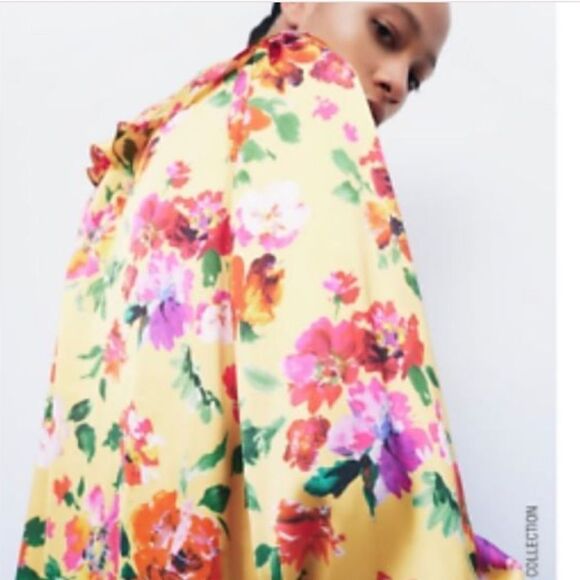 ZARA FLORAL PRINT RUFFLED SHIRT - Picture 3 of 8
